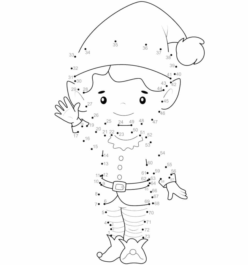 dessin relier les numéro elf de noël